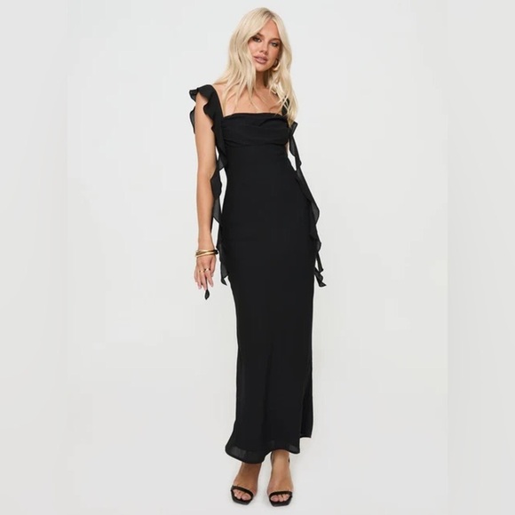 PRINCESS POLLY Lanai Black Maxi Dress 2 - Picture 4 of 8
